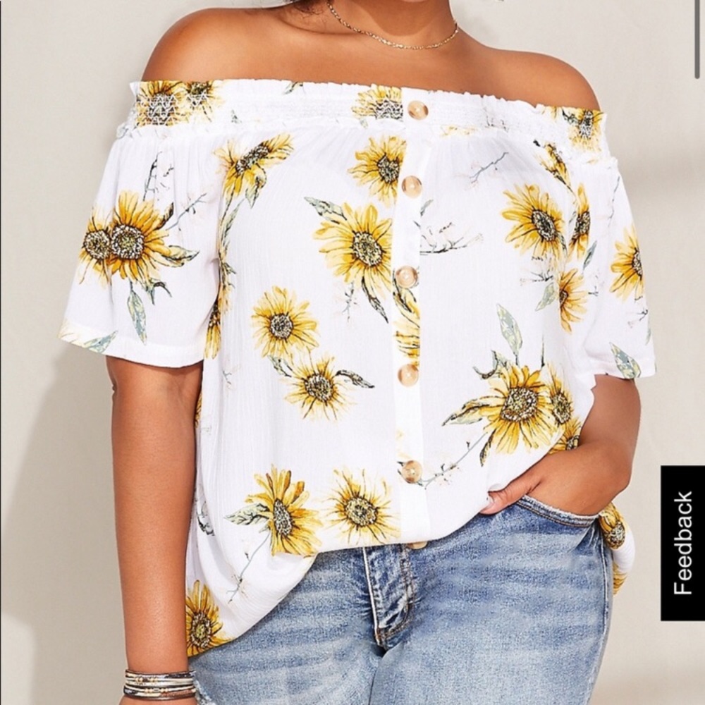 NWT maurices Sunflower Tiered Off The Shoulder Top